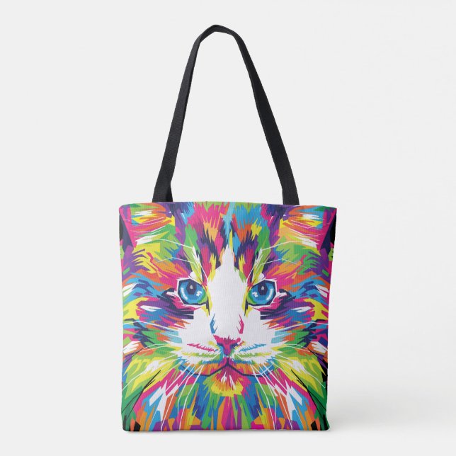 Cat Face Geometric Prismatic Design-32453 Tote Bag (Back)