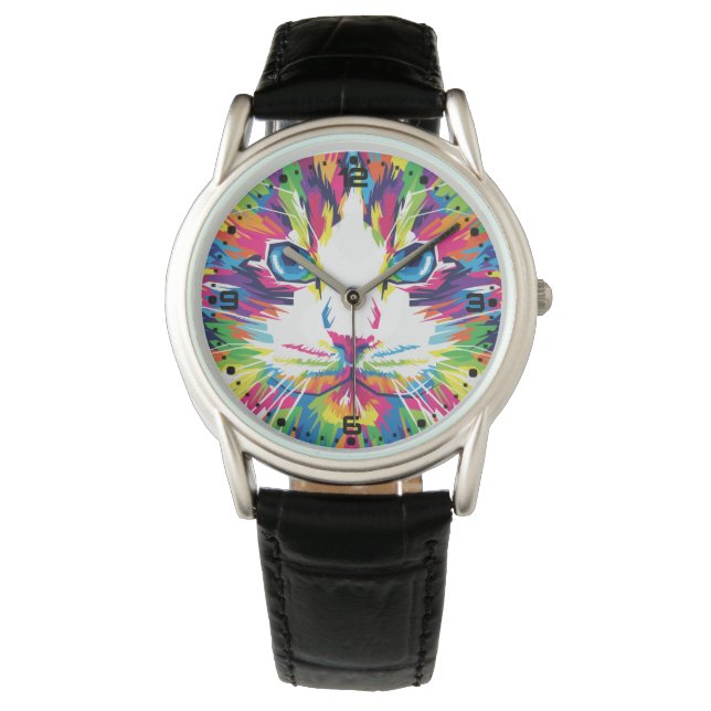 Cat Face Geometric Prismatic Design-32453 Watch (Front)