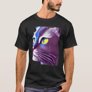 Cat face graphic animal pet grumpy kitten print T-Shirt