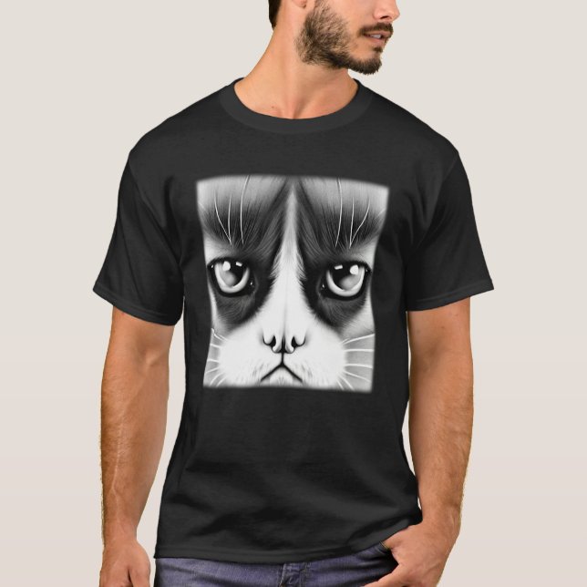 Cat face graphic  animal pet  grumpy kitten print  T-Shirt (Front)