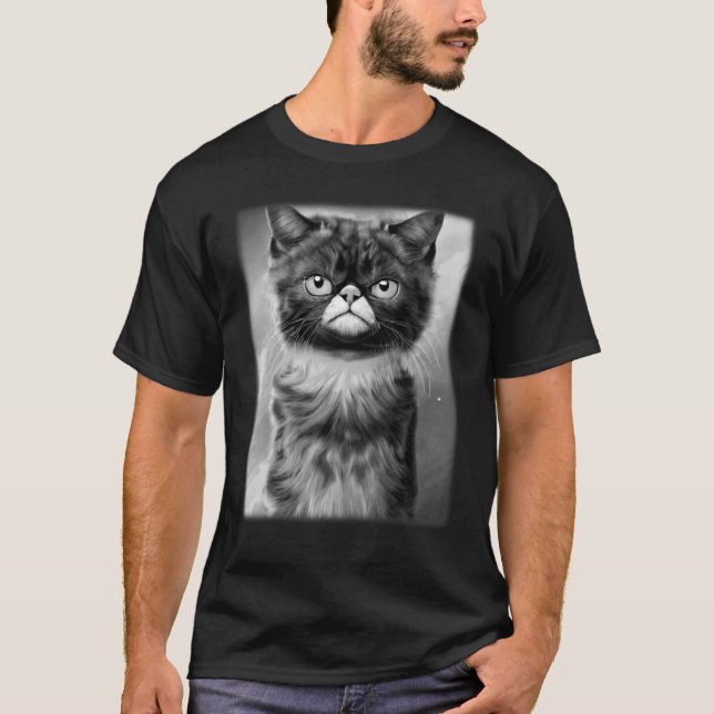 Cat face graphic  animal pet  grumpy kitten print  T-Shirt (Front)