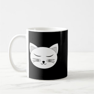 Cat Face Head Closed Eyes Smile Halloween Costume Coffee Mug