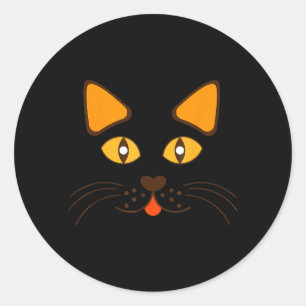 Cat Face Head Funny Cute Halloween Costume Classic Round Sticker