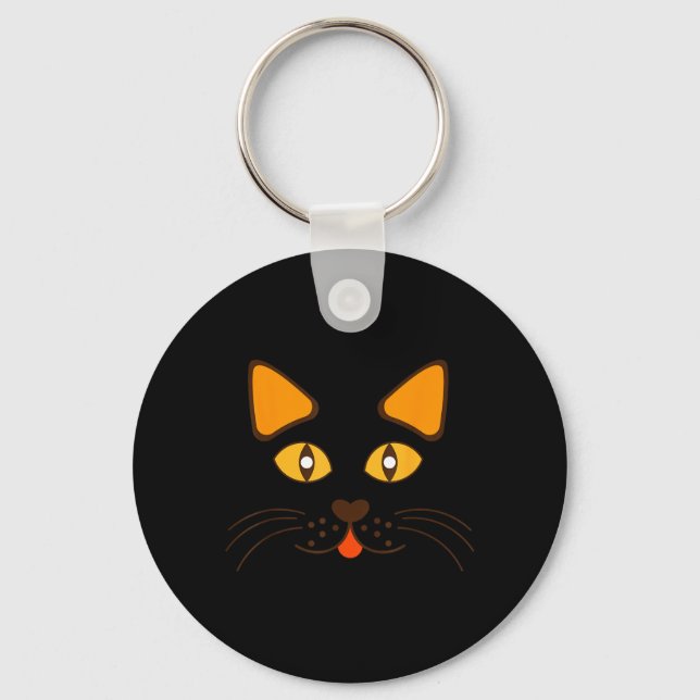 Cat Face Head Funny Cute Halloween Costume Key Ring (Front)