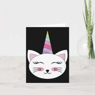 Cat Face Head Unicorn Eyelashes Smile Halloween Card