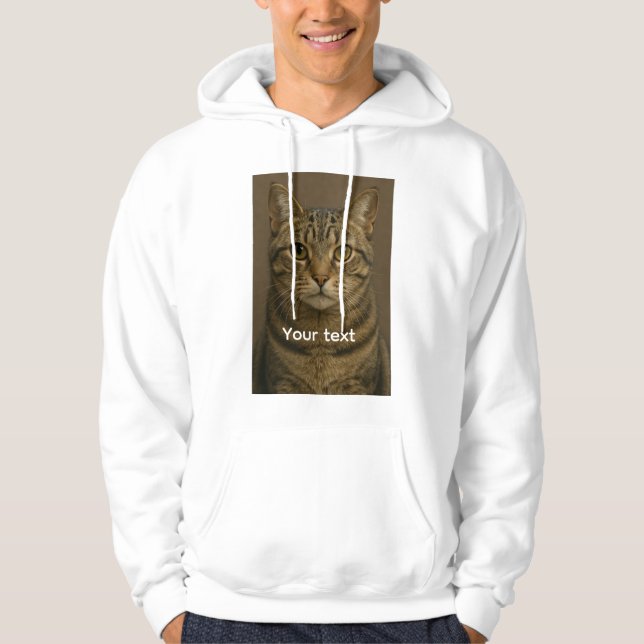 Cat Face Hoodie with Custom Text – Cardigan Style (Front)