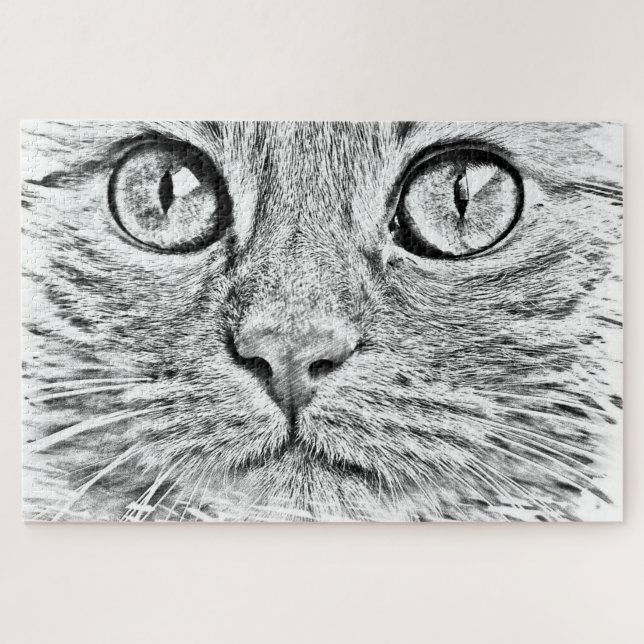 Cat Face Jigsaw Puzzle I Love Pets (Horizontal)