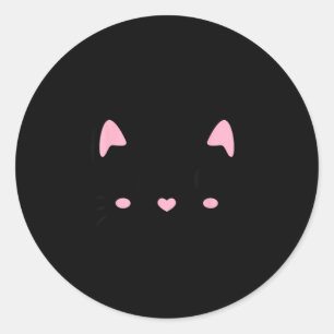 Cat face kitten cute cats lovers smile halloween classic round sticker