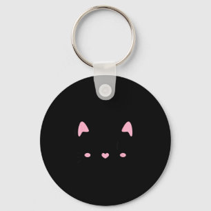 Cat face kitten cute cats lovers smile halloween key ring