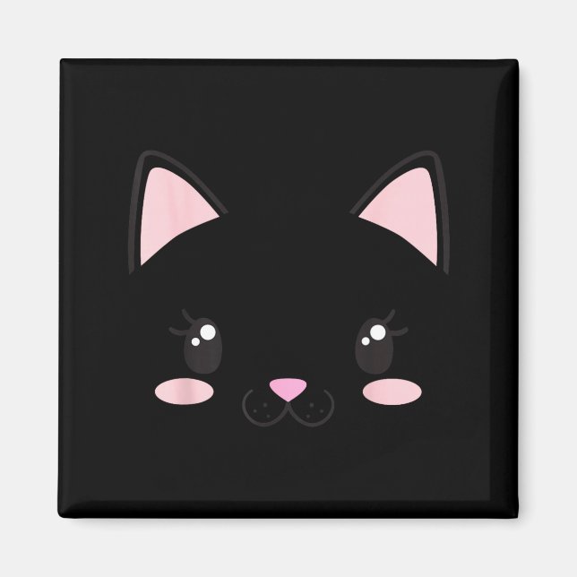 Cat face kittens eyelashes cute funny halloween magnet (Front)
