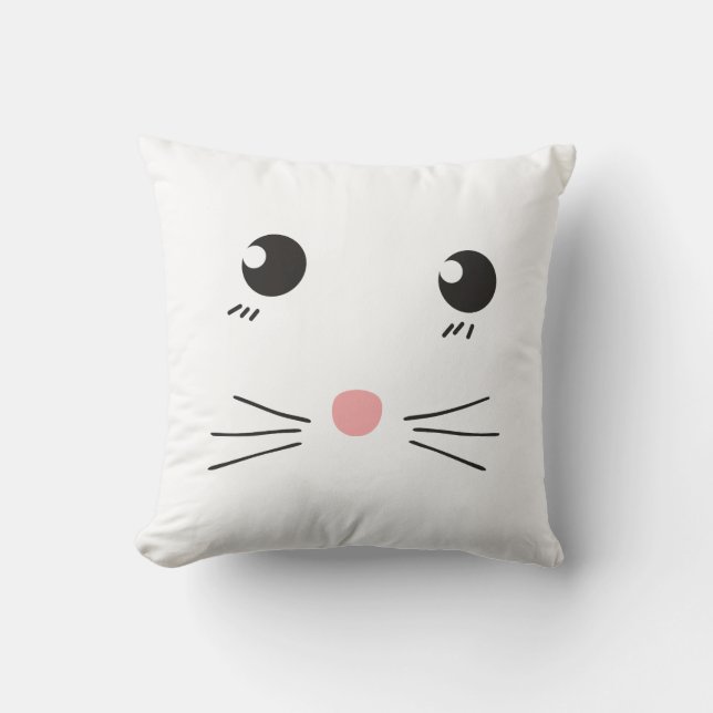 Cat face line drawing cushion (Front)