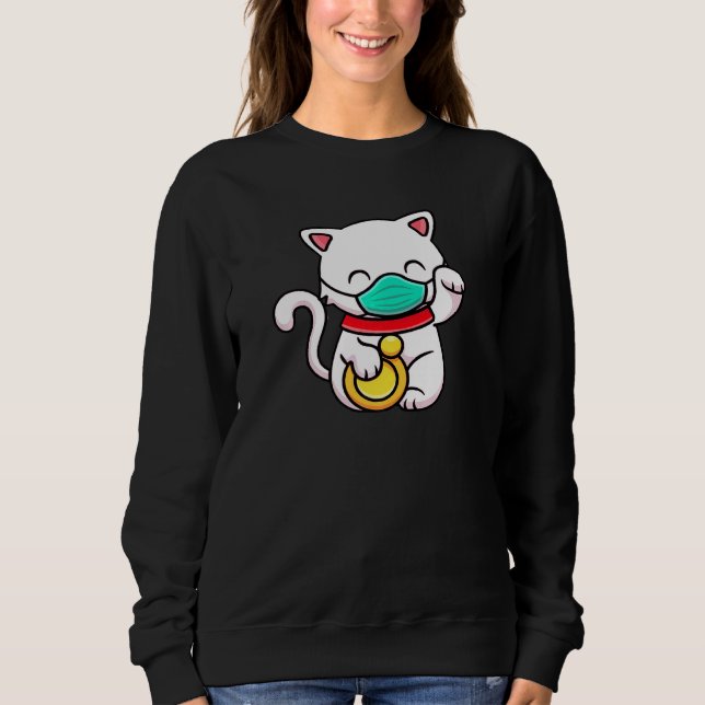 Cat Face Mask Cute Cats Quarantine Sweatshirt (Front)
