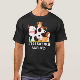 Cat Face Mask Dog Face Mask Cow Face Mask Farmer T-Shirt