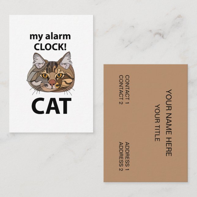 Cat Face My Alarm Clock Tabby Cat Business Card (Front/Back)