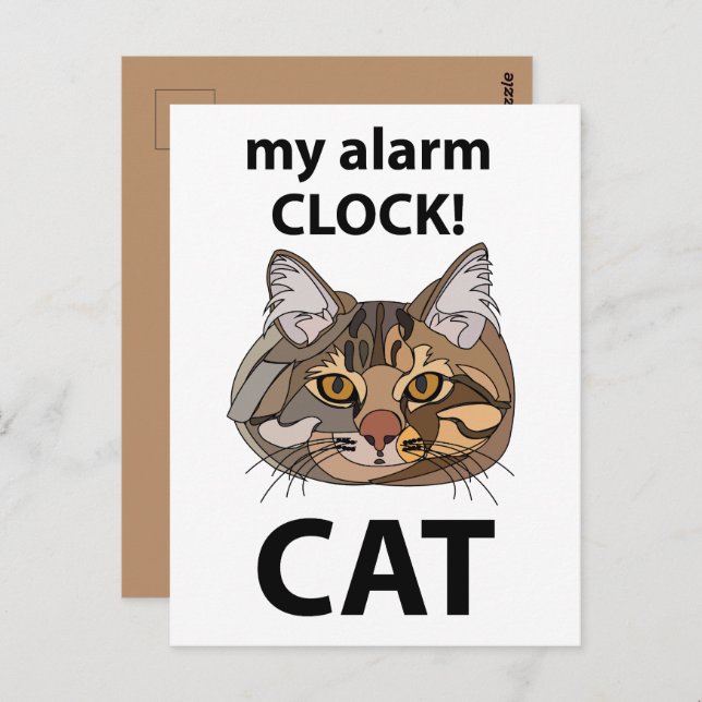 Cat Face My Alarm Clock Tabby Cat Postcard (Front/Back)