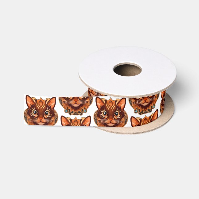 Cat Face pattern Satin Ribbon (Spool)