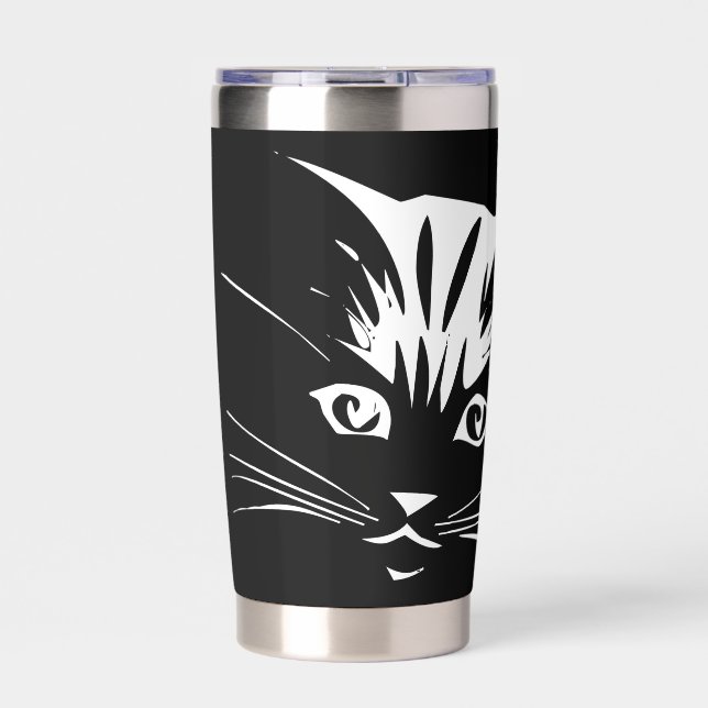 Cat face personalised insulated tumbler (Front)