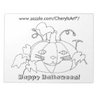 Cat Face Pumpkin Happy Halloween Colouring Notepad