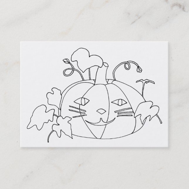 Cat Face Pumpking Drawing Colouring Business Cards (Front)