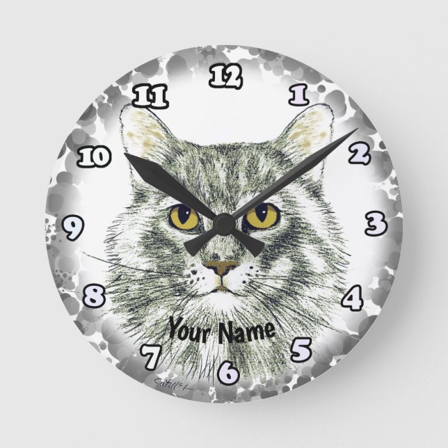 cat face  round clock (Front)