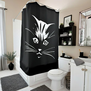 cat face shower curtain