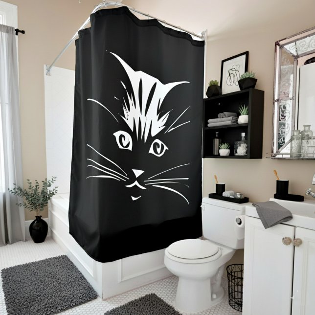cat face shower curtain (Creator Uploaded)