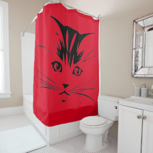 Cat face shower curtain