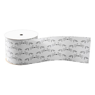 Cat face simple line  grosgrain ribbon