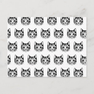 Cat Face Sketch Drawing Kitty Lover Feline Animal Postcard