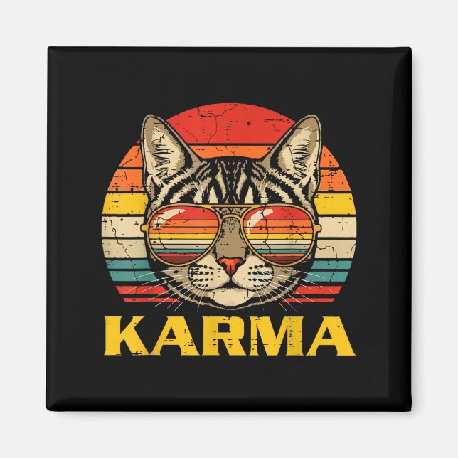 Cat Face Sungles Karma Funny Kitten Kitty Men Wome Magnet (Front)
