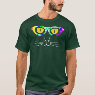 Cat Face Tie Dye Glasses Cat Eyes T-Shirt