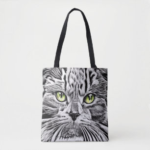 Cat face tote bag