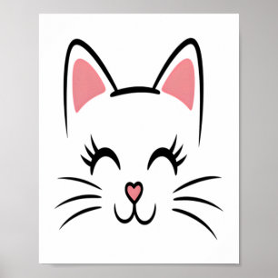 Cat Face Whiskers Print Love Halloween
