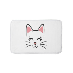 Cat Face Whiskers Print Love Halloween Bath Mat