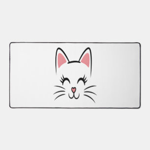 Cat Face Whiskers Print Love Halloween Desk Mat