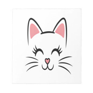 Cat Face Whiskers Print Love Halloween Notepad