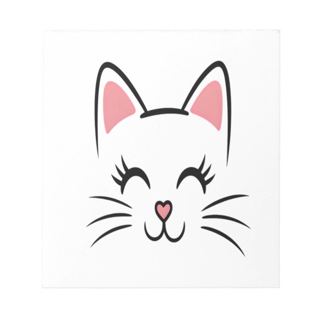 Cat Face Whiskers Print Love Halloween Notepad (Front)