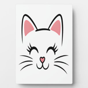 Cat Face Whiskers Print Love Halloween Plaque