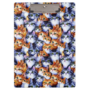 Cat faces collage cute pattern pet animals clipboard