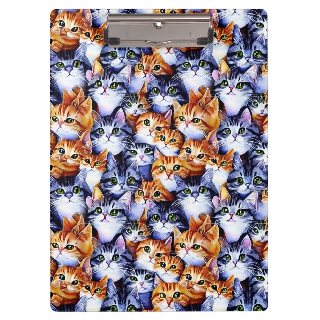 Cat faces collage cute pattern pet animals clipboard (Front)
