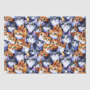 Cat faces collage ginger grey kitty kittens tissue paper