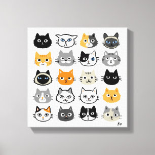 Cat Faces Cute, Funny and Annoyed Cats Canvas Print