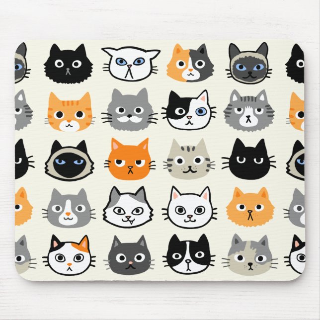 Cat Faces | Cute, Funny and Annoyed Cats Mouse Pad (Front)