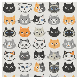 Cat Faces   Cute, Funny and Annoyed Kitty Cats Fabric