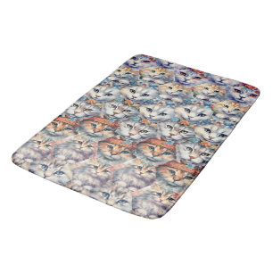 Cat faces Hexagon Pattern Bath Mat