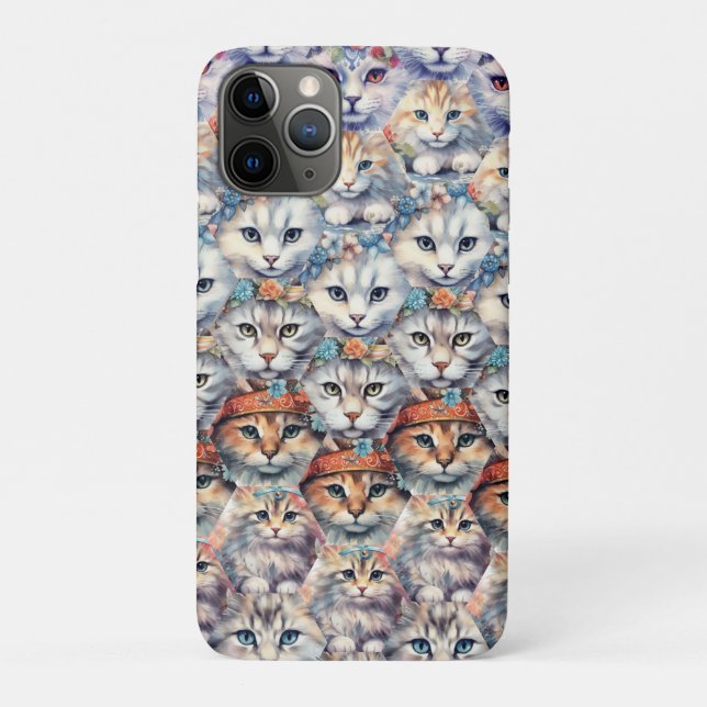 Cat faces Hexagon Pattern Case-Mate iPhone Case (Back)