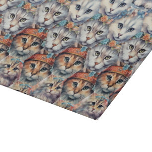 Cat faces Hexagon Pattern Cutting Board