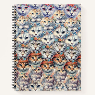Cat faces Hexagon Pattern Notebook