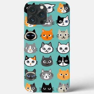 Cat Faces Pattern   Cool Kitty Cat Lover's iPhone 13 Pro Max Case