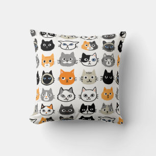 Cat Faces Pattern Cool Kitty Cat Lover's Cushion